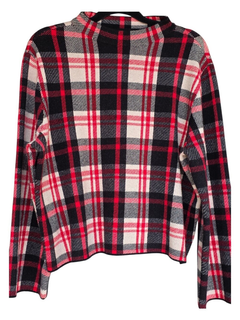 Ann Taylor Relaxed Plaid Jubilee Sweater Red Black White XXl - Picture 2 of 5